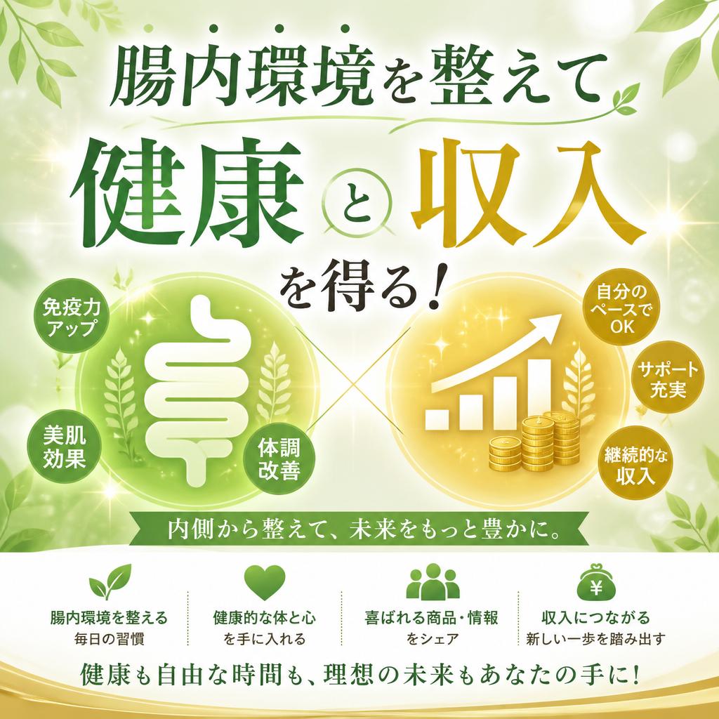 腸内環境を整えて健康と収入を得る！