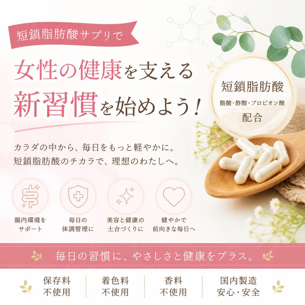 短鎖脂肪酸サプリで女性の健康を支える新習慣を始めよう！