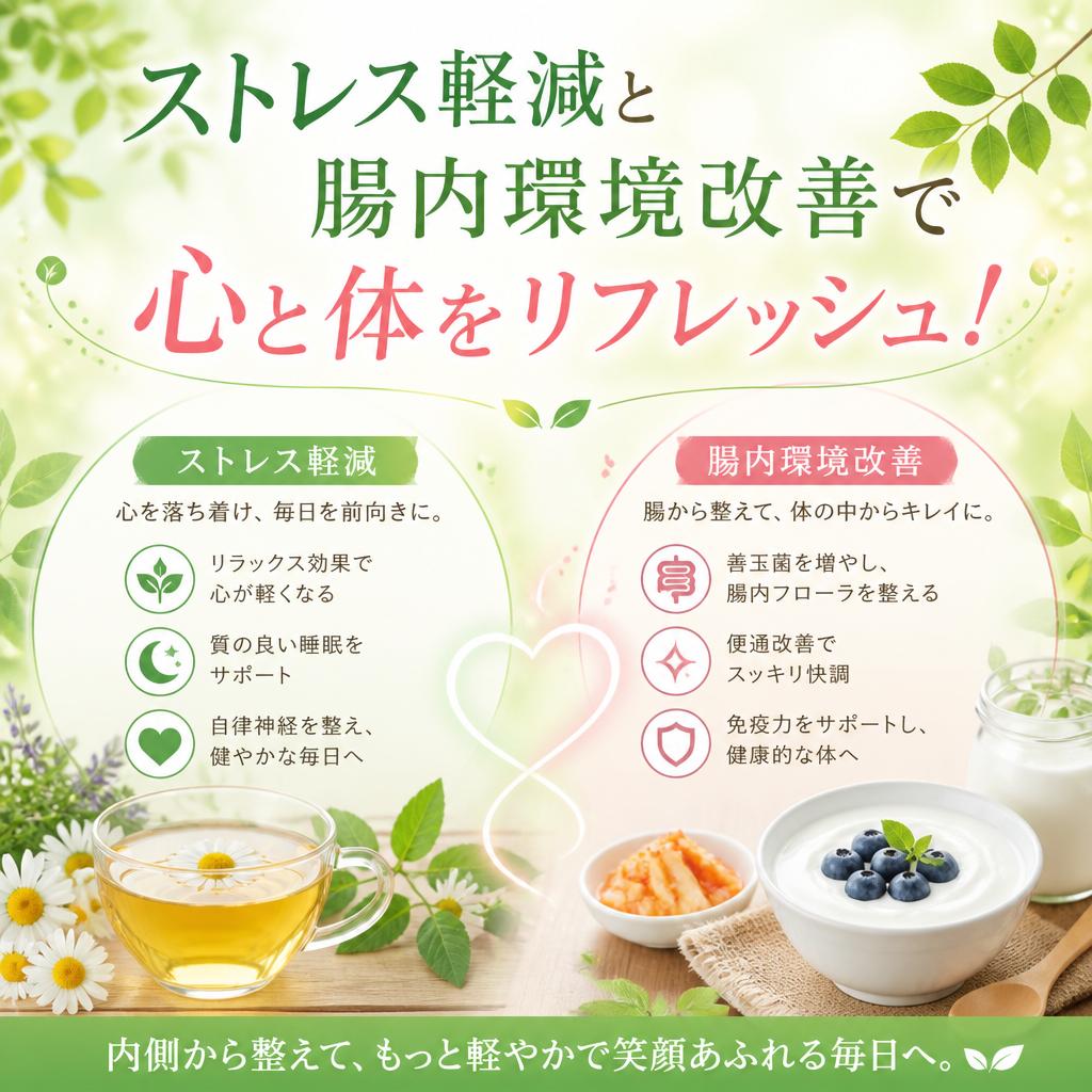 ストレス軽減と腸内環境改善で心と体をリフレッシュ！