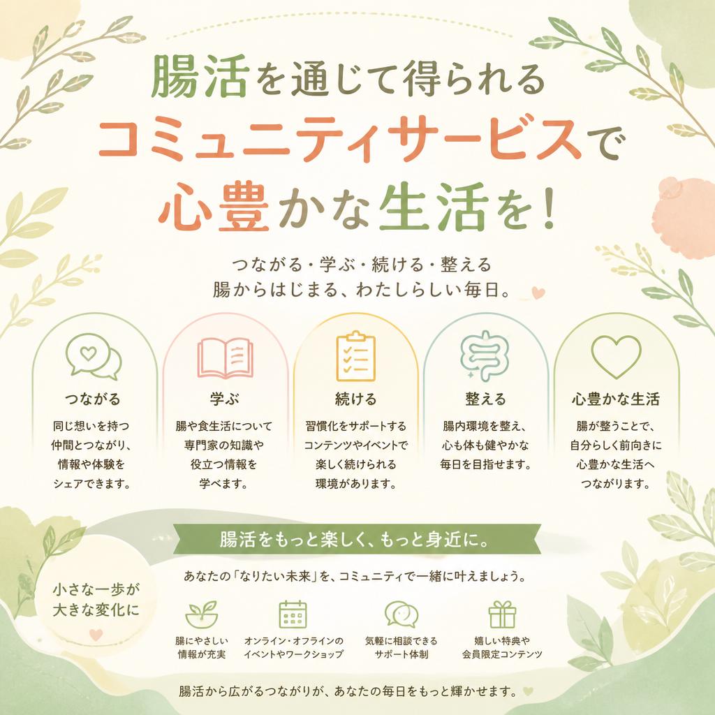 腸活を通じて得られるコミュニティサービスで心豊かな生活を！