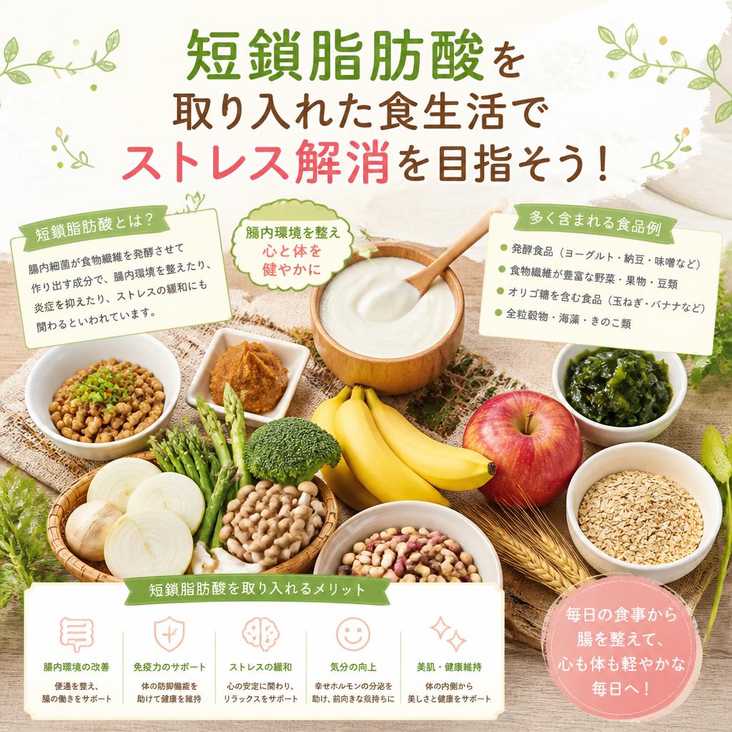 短鎖脂肪酸を取り入れた食生活でストレス解消を目指そう！