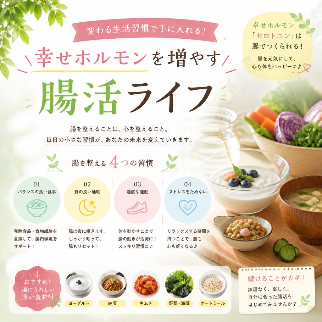 変わる生活習慣で手に入れる！幸せホルモンを増やす腸活ライフ