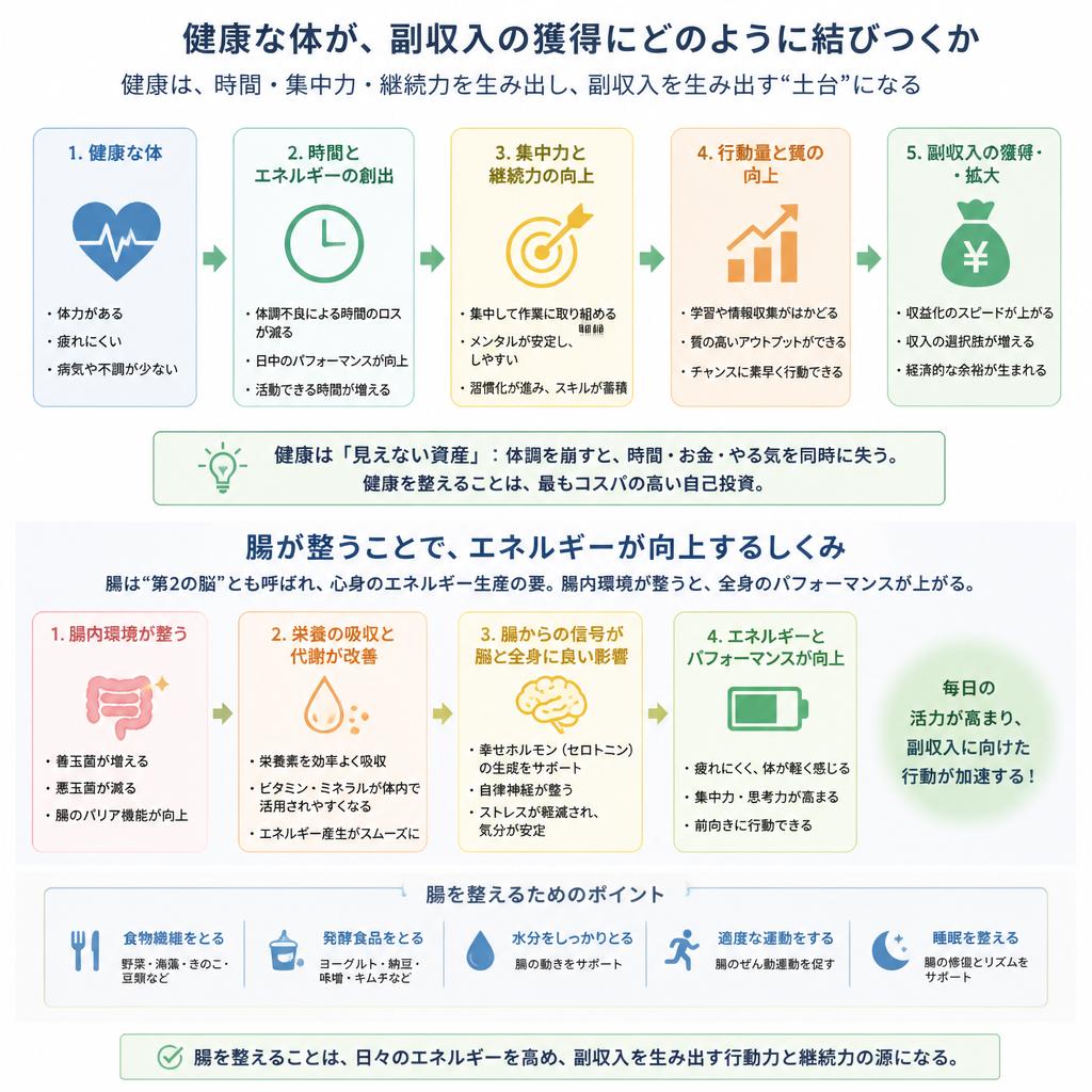 健康的なライフスタイルと副収入のつながり